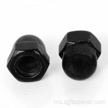 Hexagon Hexagon Black Nuts DIN1587 Salutan Oksida Hitam Acorn Hexagon Nuts